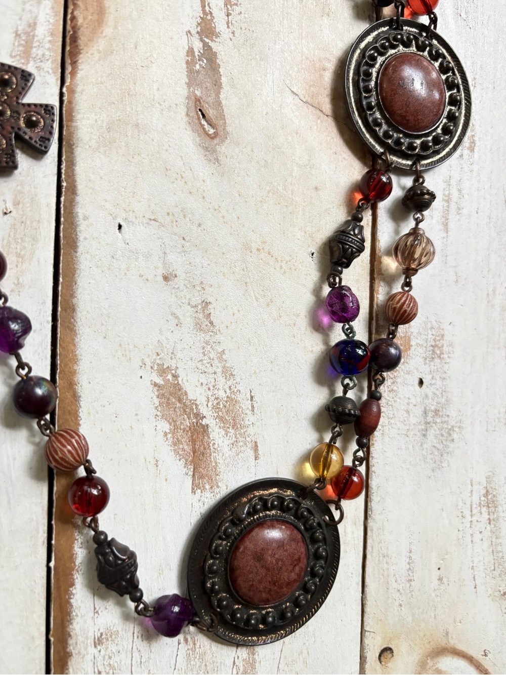 Vintage 90s The Limited medallion adjustable beaded chain belt  bronze boho EUC - Picture 12 of 15